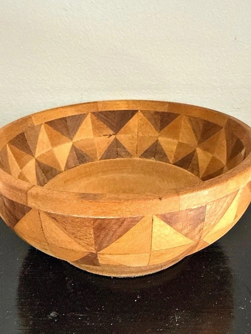 Geometric Wood Bowl Decor